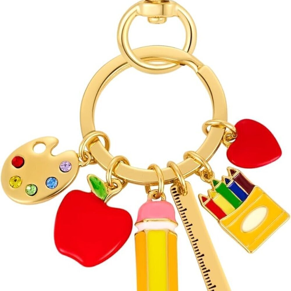 Colorful Teacher Keychain Bag Charm Rope Evil Eye Pencil Purse Keyring